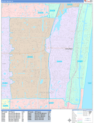 Delray Beach Wall Map Color Cast Style 2024
